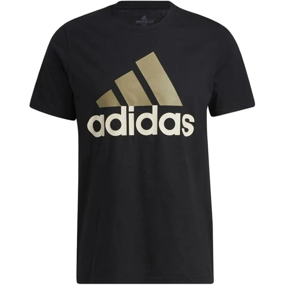 Adidas Men's Badge of Sport Logo T-Shirt Black Orbit Green Cotton Shirt Size M‎